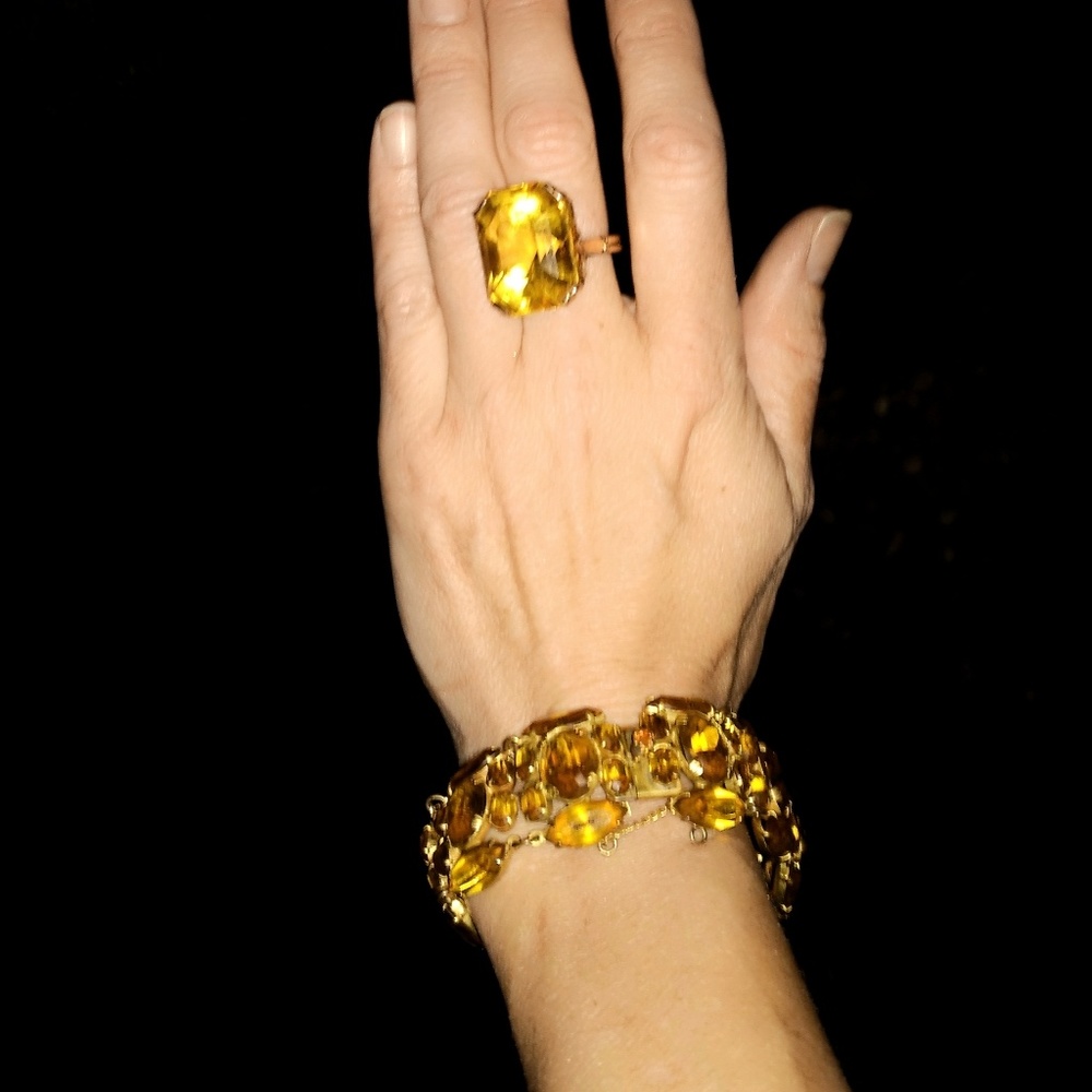 Vintage Amber Crystal Necklace, Earrings & Bracelet - Picture 8 of 8